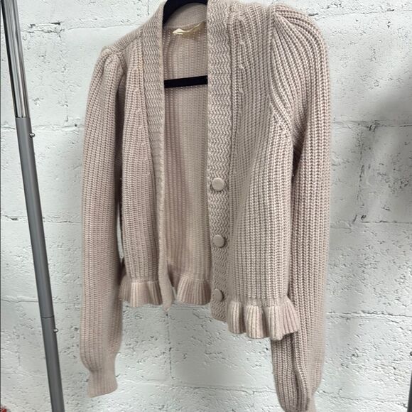 Elegant Cream Knit Cardigan Sweater - Love Shack Fancy - Size Small Ruffled End - Picture 1 of 4